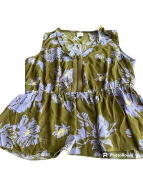 Cabi Blouse Sleeveless Size M Zipper Front Reverse Side